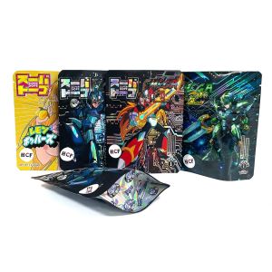 Custom Child Resistant 3.5g Mylar Bags | Holographic Bottom Gusset Stand Up