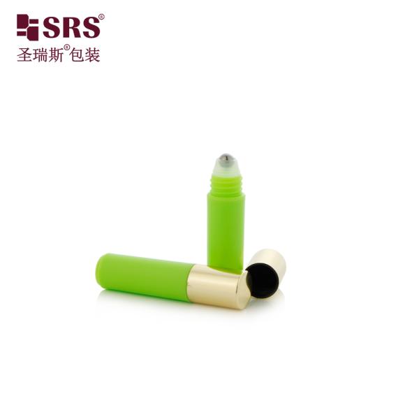 RPA-2ml Opaque Green Custom Color Plastic Bottle With Aluminum Screw Cap Logo Printed Roll on Bottle Sample Packaging