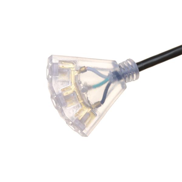Heavy Duty 3 Prong Grounded Plug Extension Cable 50 Foot Outdoor with 3 Electrical Power Outlets and PVC Jacket Material