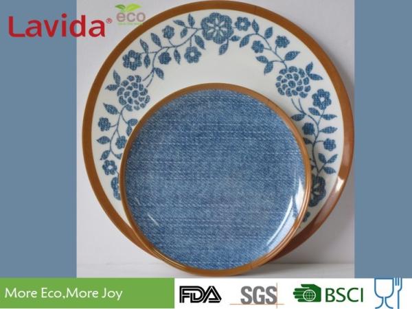 Fresh Contrast Color Melamine Plates And Bowls Anti - Bacteria Safe Contact With Food