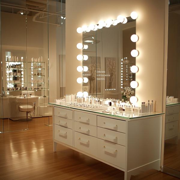 Touch Screen Metal Frame 15 Bulbs Make Up Makeup Mirror With Lights Led Vanity Mirror