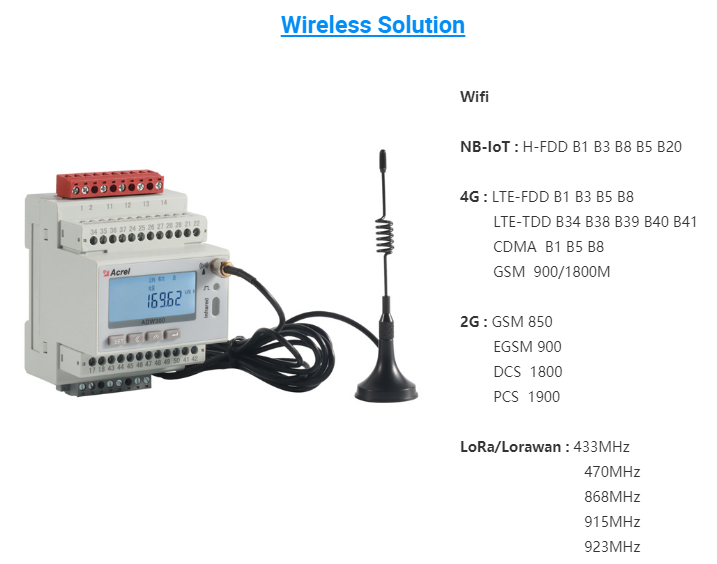Acrel ADW300-LRHW868/CK Монитор тока постоянного тока 3-фазный дистанционный счетчик мощности IOT ct Монитор энергии типа Lora RS485