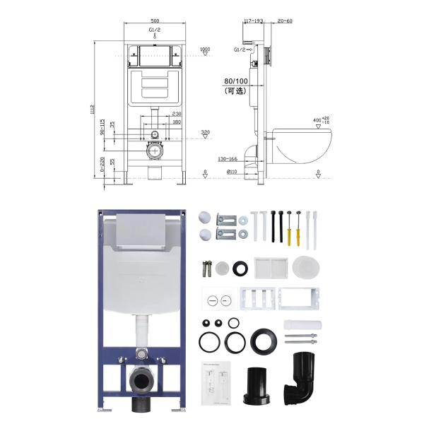 Floor Mounted Installation Modern Ceramic Toilet WC with Plastic Steel Flush Water Tank