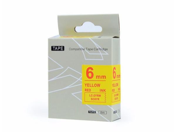 Waterproof KingJim SC6YR Labelling Machine Cartridges Red On Yellow 6mm * 8m