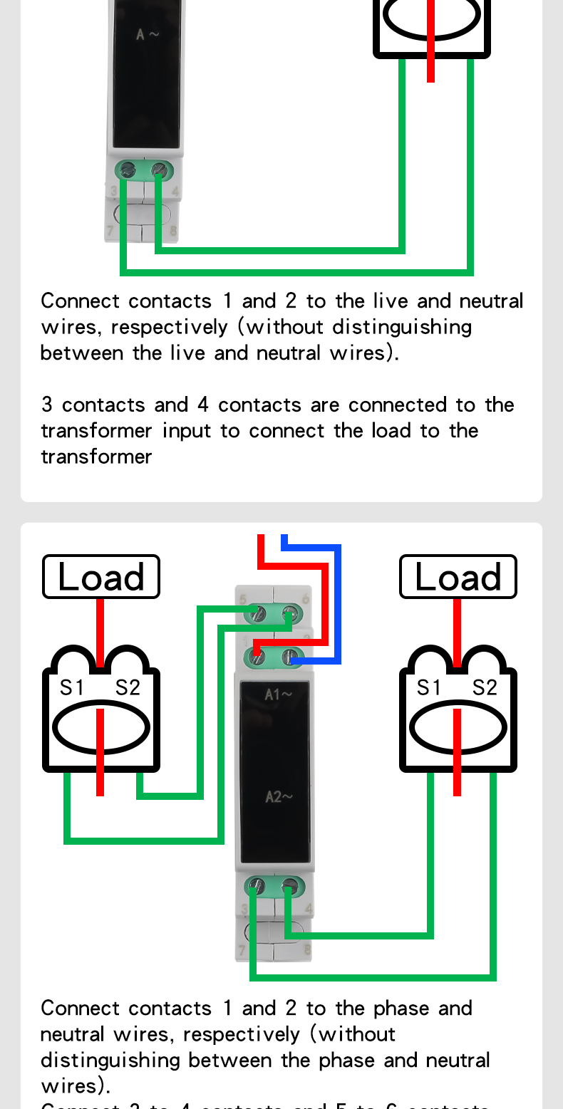 DIN Rail Mount Three Phase Mini Voltmeter AC 80-500V 0-100A Ammeter LED Digital Display IP65 Rated ABS Material Frequency Meter