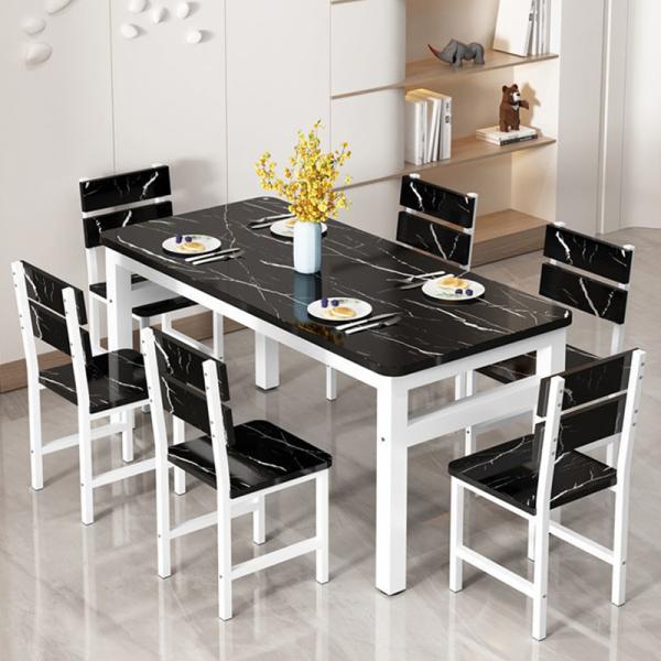 Wooden Dining Table and Chair Set Simple Rectangular Design for Modern Restaurant Furniture
