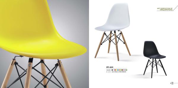 contemporary fashionable black dining chair with wooden leg