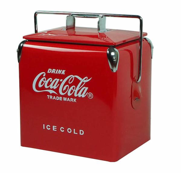 Portable SGS Red 13L Metal Retro Cooler / Vintage Metal Cooler Box