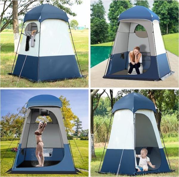 160*160*240CM azul impermeável 210T poliéster Pop Up tendas de privacidade com proteção UV para acampamento e eventos ao ar livre