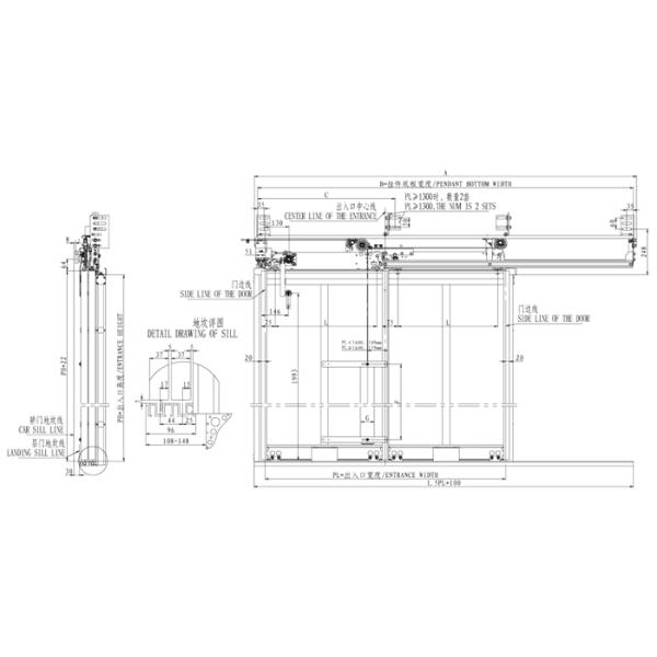 Lift Side Opening Elevator Door Operator 2 Panels Landing Device