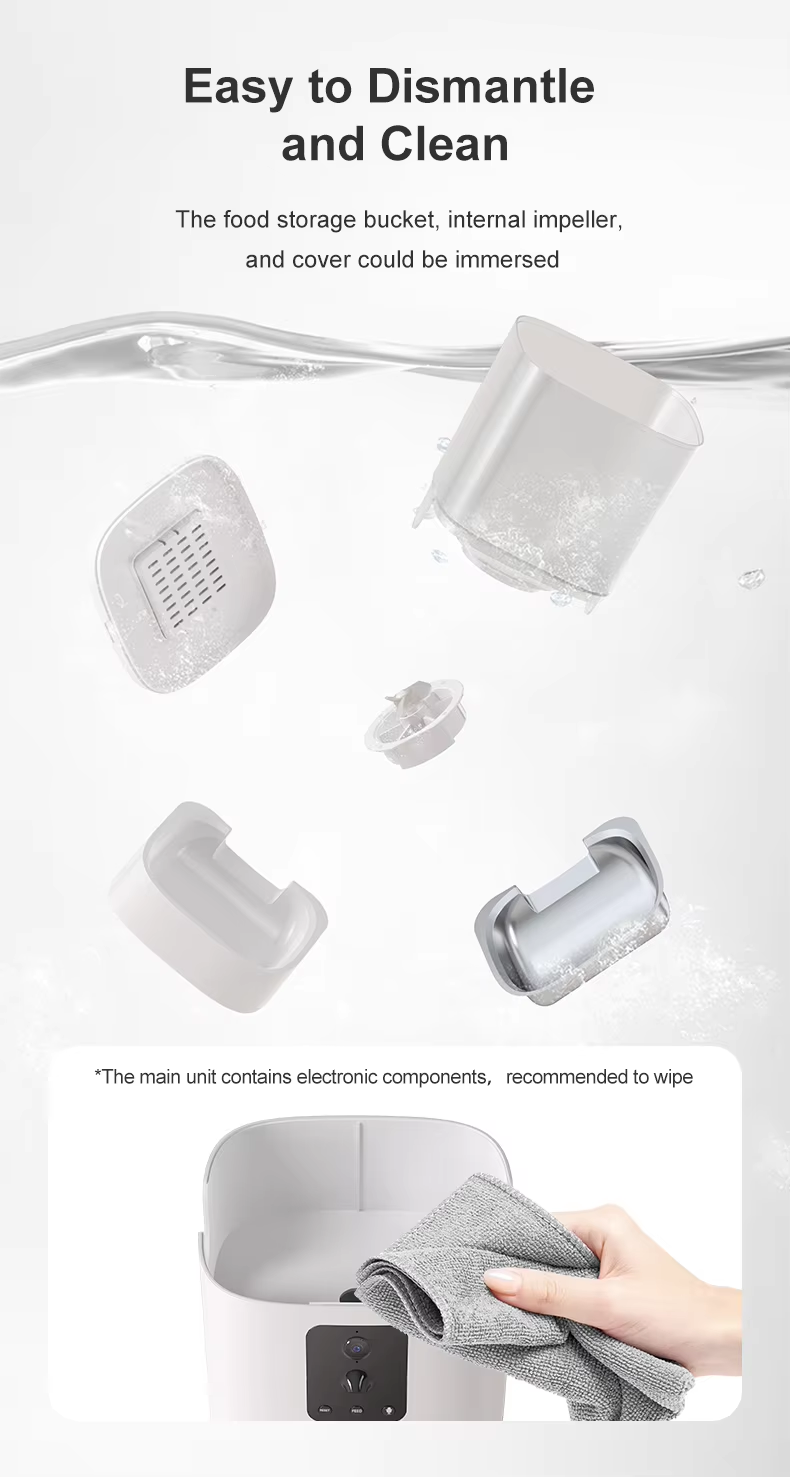 Intelligent Dual Camera AI Feeder for Cat and Dog Solid Pattern Automatic Food Chaser with Eco-Friendly Battery Charging Source