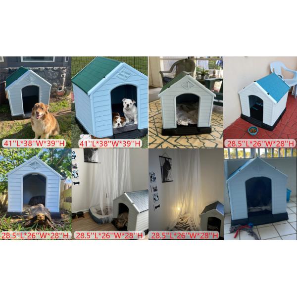 Large Plastic Dog House Outdoor Indoor Doghouse Puppy Shelter Water Resistant Easy Assembly Sturdy Dog Kennel