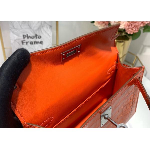 Orange Crocodile Skin Bag , 19cm Genuine Crocodile Leather Bag