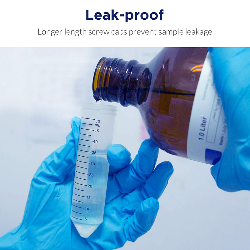 50mL Leak-Proof High Transparency Plastic Conical Centrifuge Tubes Secure Seal Cap for Sample Transport Clinical Laboratory