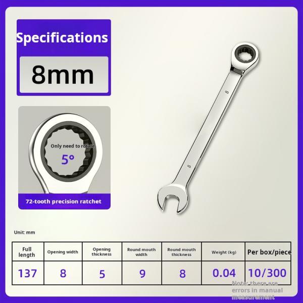 Outils de matériel clé à double usage clé à raquette de 10 mm clé à raquette avec 72 dents 6-32 mm