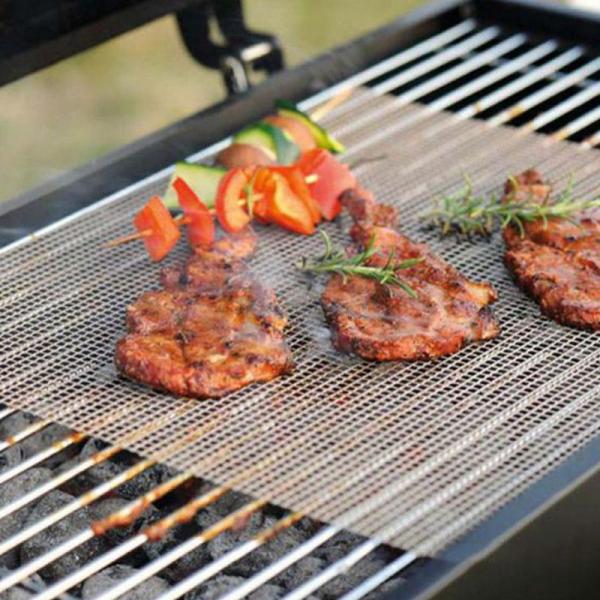 Metal Round Hole Barbecue Grill Grill Net Barbecue Tool Non-Stick PTFE Barbecue Mat