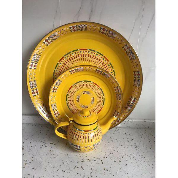 Enamel Carbon Steel Tableware Sets Displaying Classic Middle East Pattern