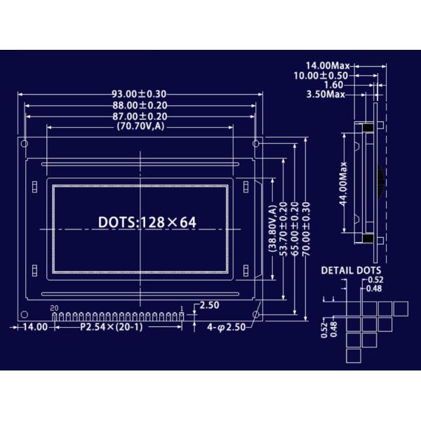 20 матрица LCM УДАРА 128X64 MPU STN дисплея Pin Monochrome графическая LCD отрицательная