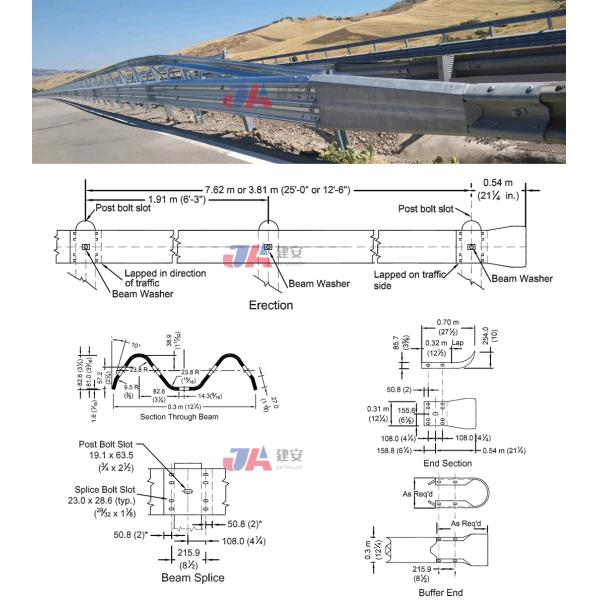 Стандарт AASHTO M-180 оцинкованные дорожные ограждения железнодорожные дорожные ограждения