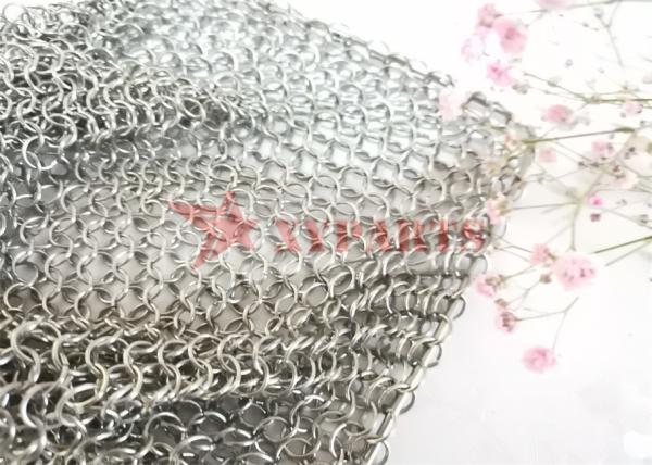 limpeza de aço inoxidável da cozinha de 15x15cm Ring Mesh Scrubber Square Shape For