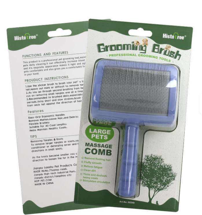 Pet Grooming Brush Stainless Steel Plastic Long Needle Dog Brush
