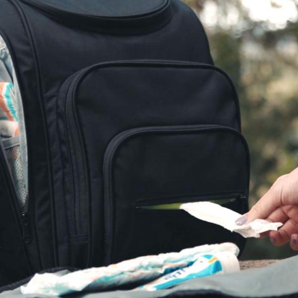 Black Rucksack Changing Bag Premium Water Repellent Nylon Made For Travel