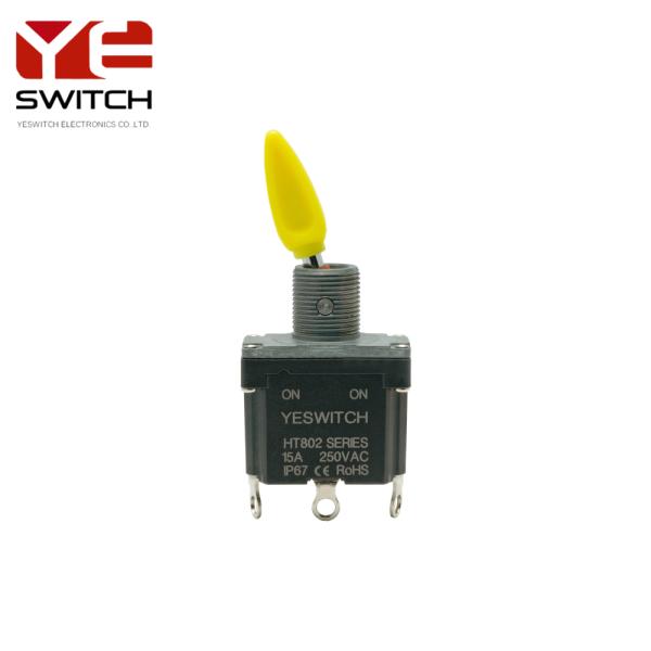 Yellow Handle Industrial Metal Toggle Switch 5A 28VDC For Heavy Machinery