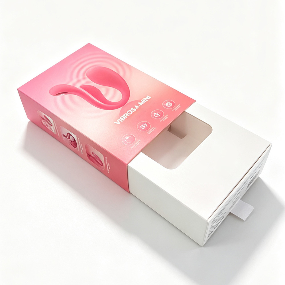 Pink Window Custom Drawer Boxes Gift Packaging with Card Insert