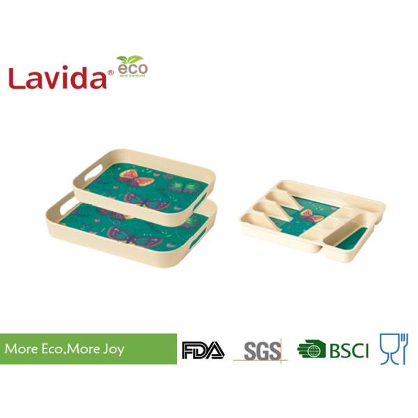 Colorful Tropical Butterfly Style Bamboo Dinnerware Set Eco - Friendly For Indoor / Outdoor