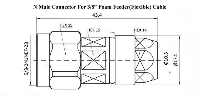 High Reliability N Connector Male Clamp Cable Connector Small For 3/8  Super Flexible Cables
