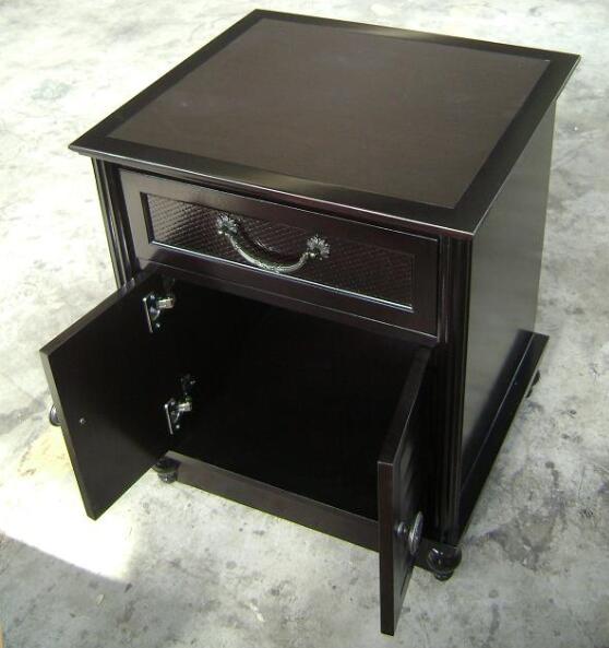HPL Top Dark Wood Nightstand With Drawers , Narrow Bedside Table Night Stand