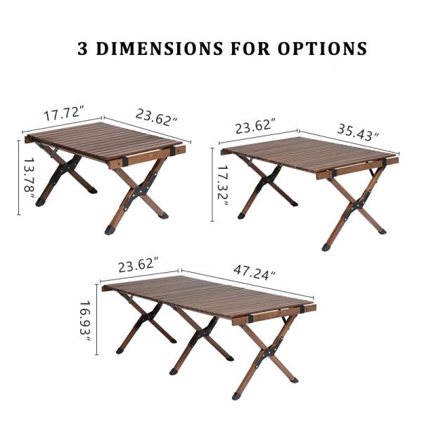 Beechwood Foldable Camping Table 60x45x35cm 4.7kg