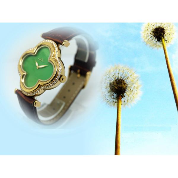 Green background Stainless Steel Watches with stones on bezel ladies wrist watch leather band