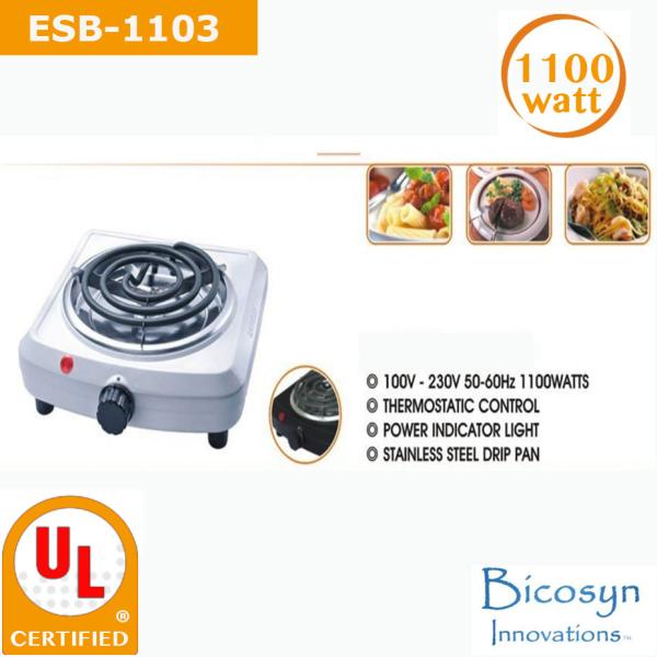 ESB-1103 1100 Watt low price Compact Single Buffet Burner Electric Hot Plate, Black, UL approved, Back to school item
