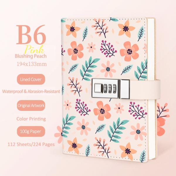 Vintage Flower Language Locking Notebook B6 Combination Lock Journal