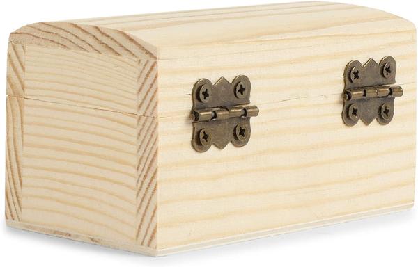 Bright Creations Unfinished Wood Treasure Chest Box with Lid & Locking Clasp 3.5 x 2.2 x 2 inches