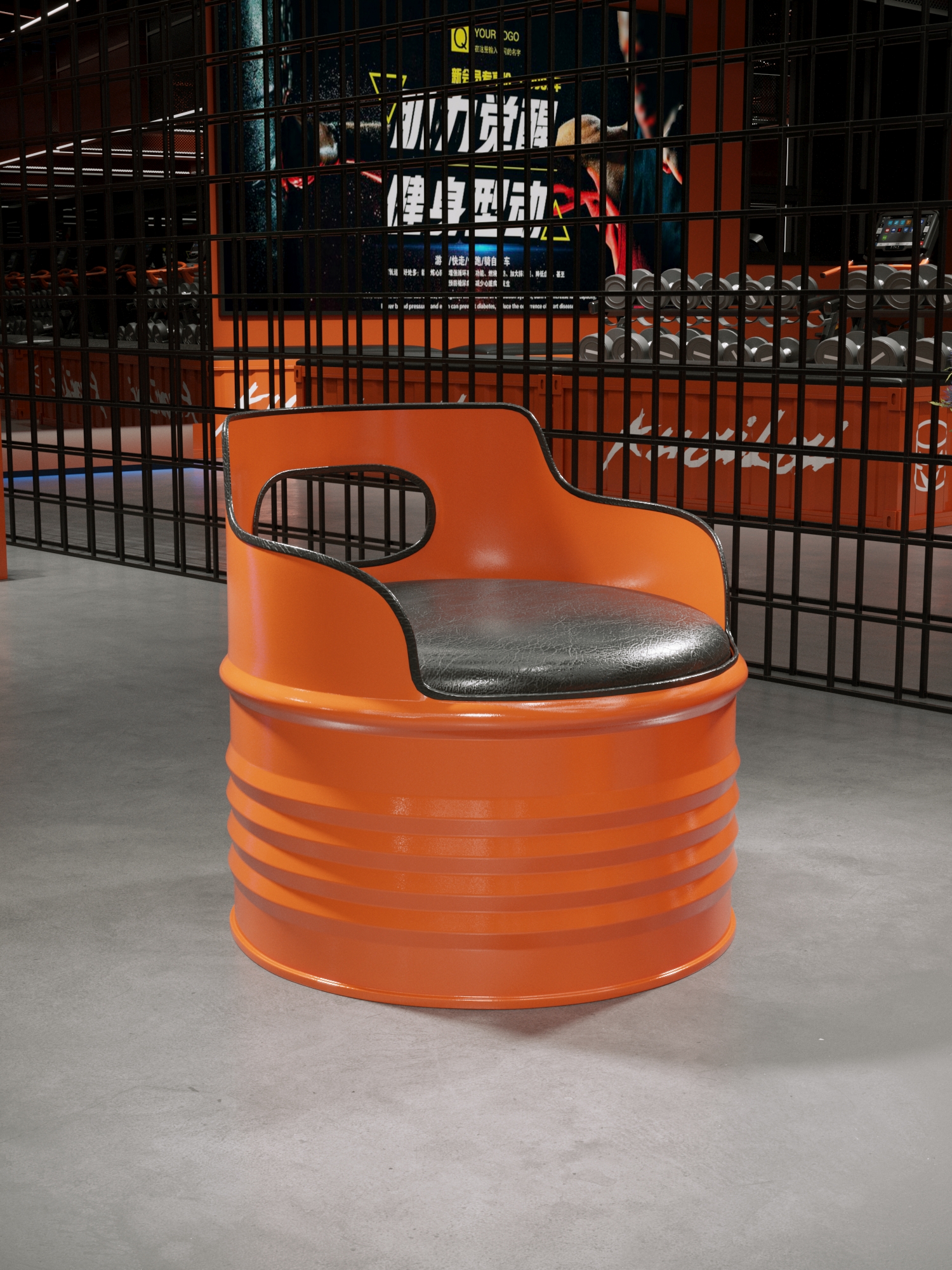 Durable Iron Frame Industrial Bar Furniture with Premium PU Leather and Customizable Colors Oil Drum Table and Chair