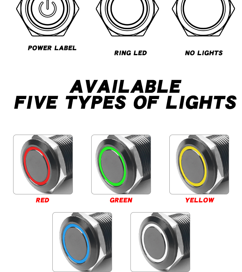 12mm  Oxidized Black Ultra-Short Quality Push Button Switch Factory With 3V6V12V24V Self-resetting