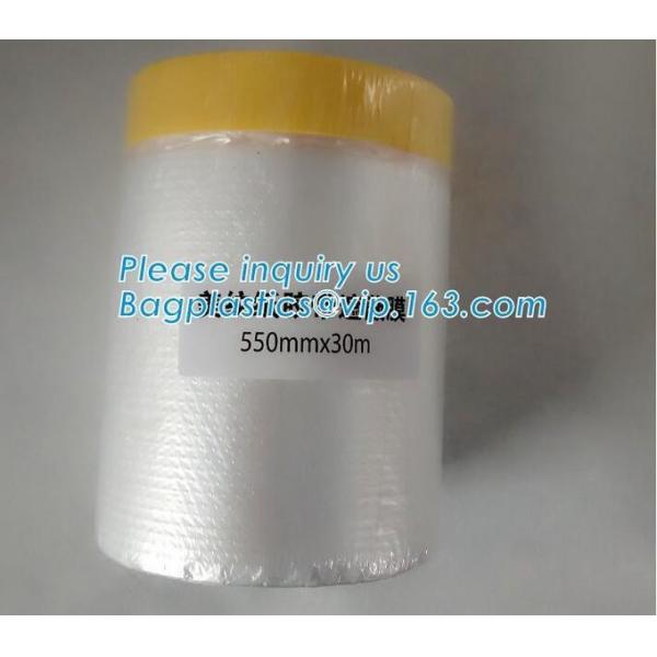 UV Resistance PE Taped Plastic Drop Masking Film For Car Painting, Plastic Film/Pre-Taped Masking Taped Protective Plast