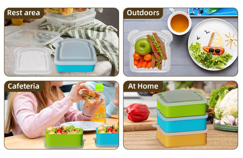 Wholesale Silicone Sandwich Lunch Box Food Grade Leakproof BPA Free Lunch Container for Work School