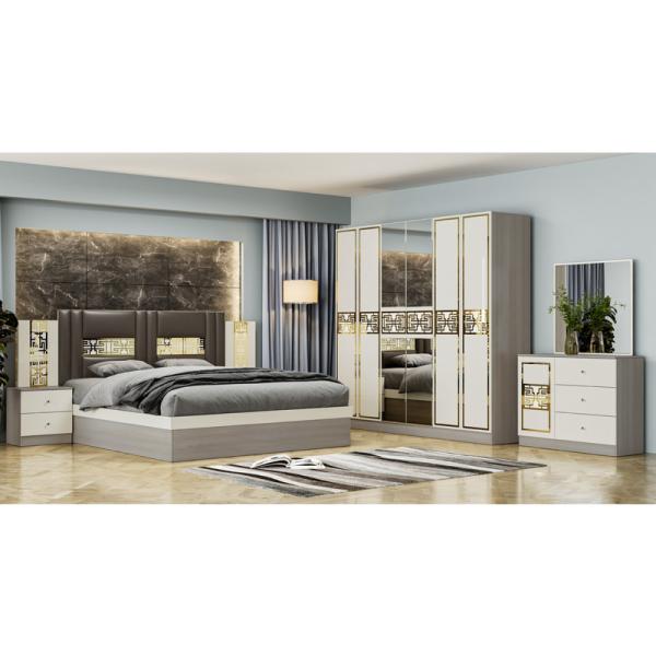 Contemporary Simple Wooden Frame King Size Bed Master Room Complete Double Home Luxury Modern Bedroom Furniture Set