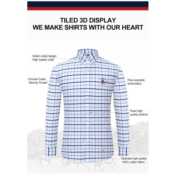 Camisa de algodón puro de manga larga para hombres