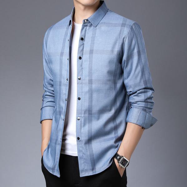 Men's Winter Quilted Shirt with Detachable Fleece Lining Plaid Stripes and Velvet