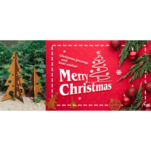 Рождественские елки металла Corten украшений сада твердые ржавые со светом СИД