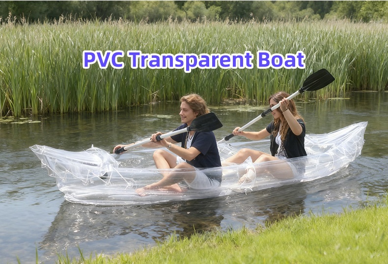 2-Person Inflatable PVC Kayak Folding Fishing Boat Thickened Assault Boat Transparent Outdoor Wading Rubber Boat