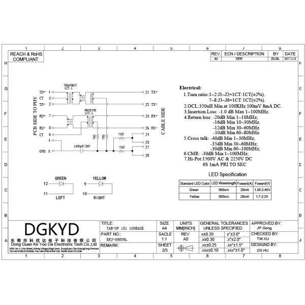100 base cat5 RJ45 Shielded Connector rj45 female jack with signal filter factory customized