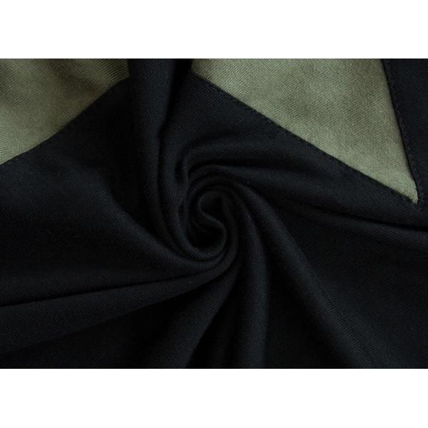 Army Green / Black Mens Trendy T Shirts Plain Dyed Technics With Hem Two Strap