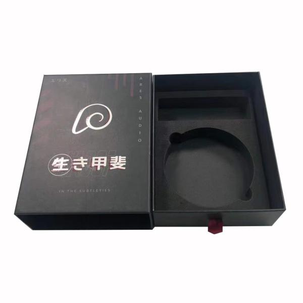 Customize Slid Drawer Paper Box Packaging Gift Box Package Black Gift Box With EVA Insert
