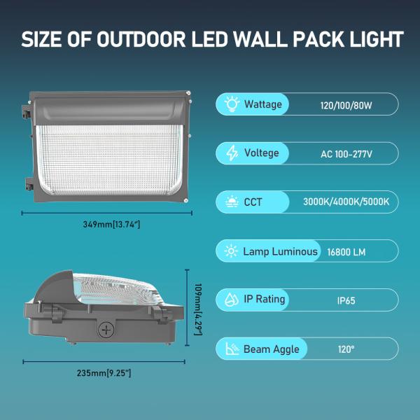 30W LED Wall Light with Photocell Sensor Modern Outside Wall Adjustable 4000K Color Temperature Color Rendering Index Ra 70