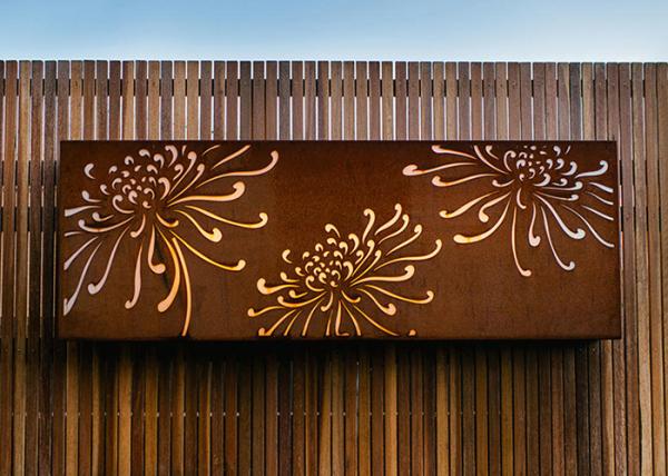 o laser de aço de Corten dos ornamento do jardim do metal do teste padrão do crisântemo de 3mm cortou os painéis